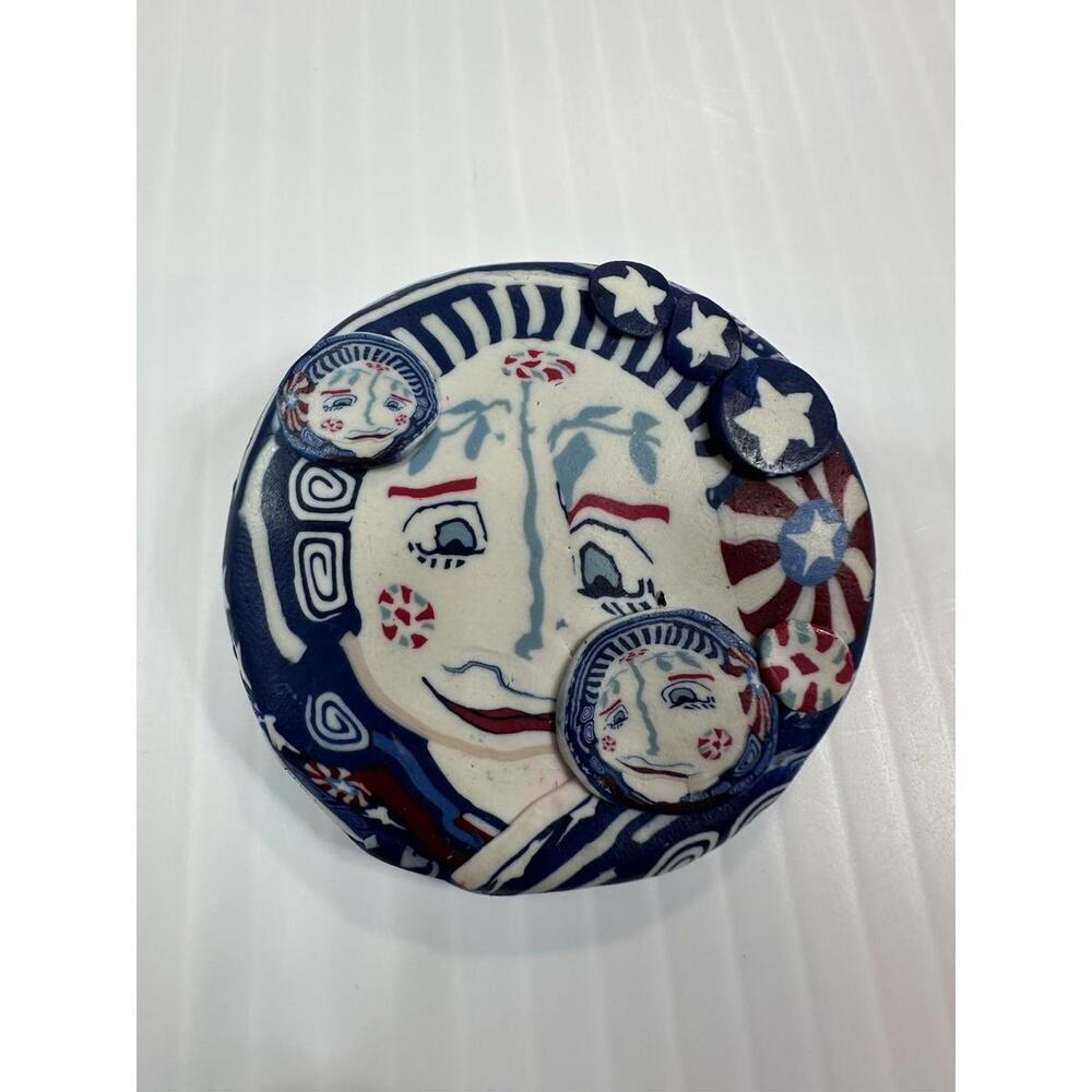 Abstract Person Stars Stripes Red White Blue Brooch Unique Pin‎